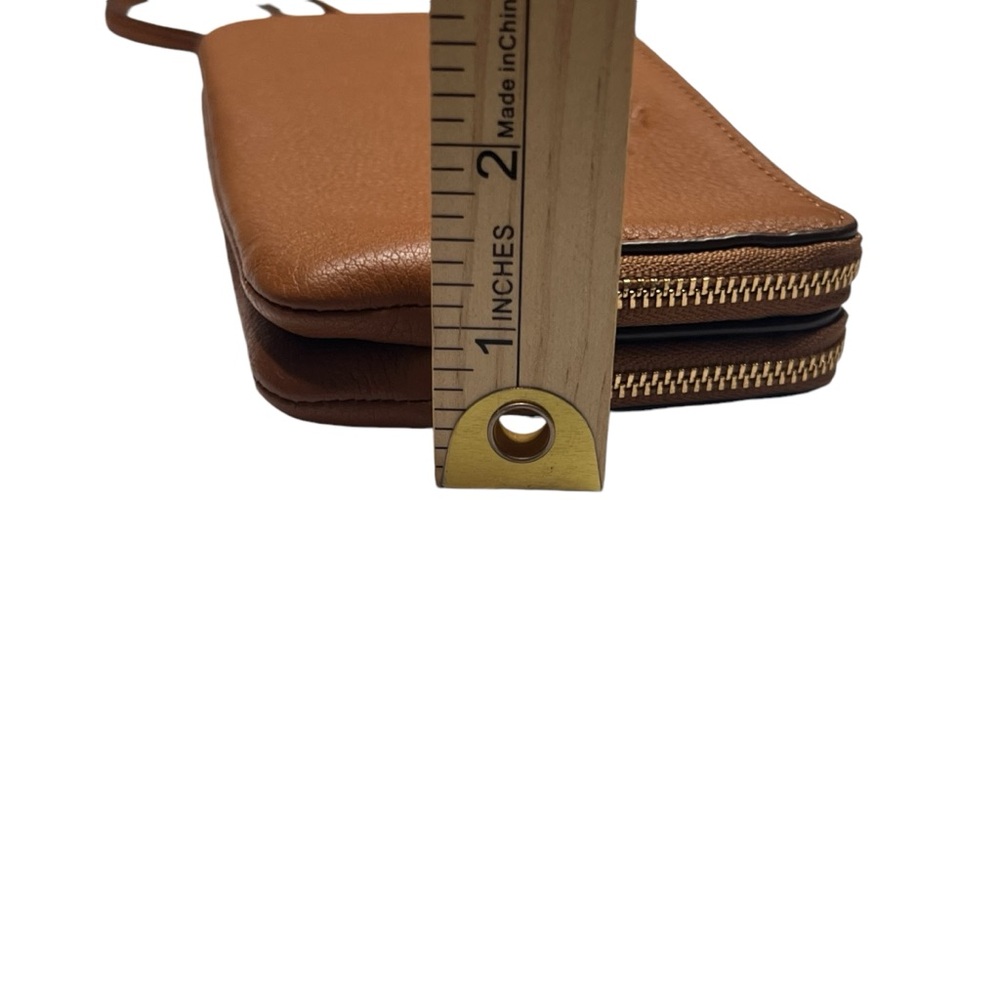 Coach F66505 Pebble Leather Double Corner Zip Wristlet, Color Saddle. Excellent - Picture 4 of 14